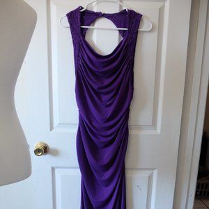 Spense Purple Ruched Long Maxi Dress